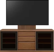 テレビボード（ローボード）、テレビボード（壁掛けパネルセット）(幅160cm/ウォールナット)