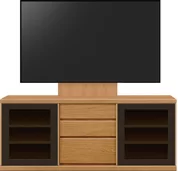 テレビボード（ローボード）、テレビボード（壁掛けパネルセット）(幅160cm/ブラックチェリー)