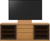 テレビボード（ローボード）、テレビボード（壁掛けパネルセット）(幅190cm・ブラックチェリー)