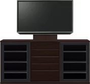 サイドボード（単体）、サイドボード（壁掛けパネルセット）(幅200cm・オークダーク)