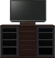 サイドボード（単体）、サイドボード（壁掛けパネルセット）(幅190cm・オークダーク)