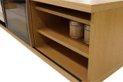 デッキ収納部には可動棚が２枚(※画像は幅180TVボード H45 WONA色)
