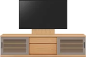 テレビボード（ローボード）、テレビボード（壁掛けパネルセット）(幅200cm・ブラックチェリー)