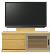 テレビボード（ローボード）、テレビボード（壁掛けパネルセット）(幅120cm・タモ)