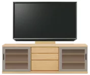 テレビボード（ローボード）、テレビボード（壁掛けパネルセット）(幅200cm・メイプル)