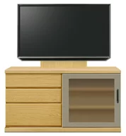 テレビボード（ローボード）、テレビボード（壁掛けパネルセット）(幅120cm・タモ)