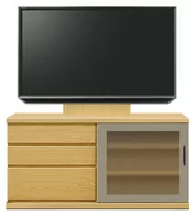 テレビボード（ローボード）、テレビボード（壁掛けパネルセット）(幅130cm・タモ)