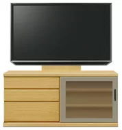 テレビボード（ローボード）、テレビボード（壁掛けパネルセット）(幅140cm・タモ)
