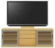 テレビボード（ローボード）、テレビボード（壁掛けパネルセット）(幅190cm/タモ)