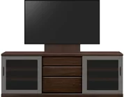 テレビボード（ローボード）、テレビボード（壁掛けパネルセット）(幅180cm・オークダーク)