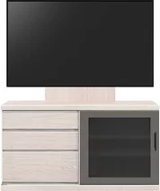 テレビボード（ローボード）、テレビボード（壁掛けパネルセット）(幅120cm・オークホワイト)
