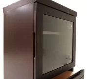 扉はガラス扉仕様で赤外線もばっちり通します(画像は幅48ｷｬﾋﾞﾈｯﾄWODB色)