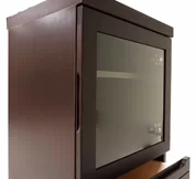 扉はガラス扉仕様で赤外線もばっちり通します(画像は幅48ｷｬﾋﾞﾈｯﾄWODB色)