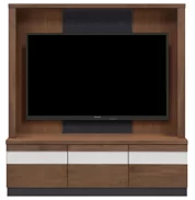 テレビボード（壁掛けパネルセット）、収納付きテレビボード（ハイタイプテレビ台）(幅140cm・ウォールナット)