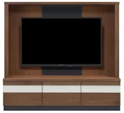 テレビボード（壁掛けパネルセット）、収納付きテレビボード（ハイタイプテレビ台）(幅160cm・ウォールナット)
