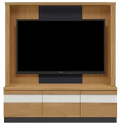 テレビボード（壁掛けパネルセット）、収納付きテレビボード（ハイタイプテレビ台）(幅140cm・オークナチュラル)