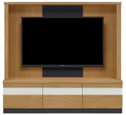 テレビボード（壁掛けパネルセット）、収納付きテレビボード（ハイタイプテレビ台）(幅160cm・オークナチュラル)
