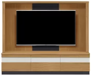 テレビボード（壁掛けパネルセット）、収納付きテレビボード（ハイタイプテレビ台）(幅180cm・オークナチュラル)
