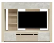 テレビボード（壁掛けパネルセット）、収納付きテレビボード（ハイタイプテレビ台）(幅200cm・オークホワイト)