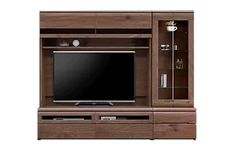 幅160cmのウォールナットTVボードと大きめキャビネットのセット