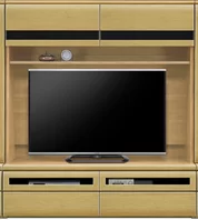 壁面収納型テレビボード（ハイタイプテレビ台）(幅160cm・オークナチュラル)