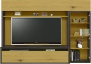 収納付きテレビボード（ハイタイプテレビ台）(幅210cm・オークナチュラル)