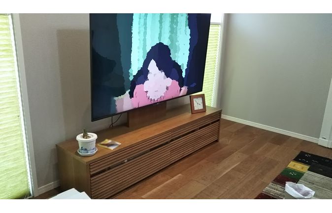 大川家具のテレビ台と壁掛けテレビ