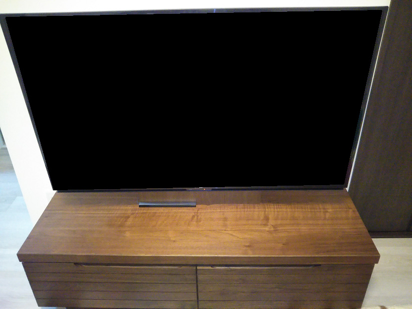 泉大津市A.S様のテレビボード設置例(ウォールナット色)(オーキタ家具)