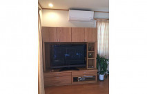 羽島市A.T様の壁面収納型無垢テレビボードとエアコン