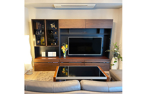 大川家具のテレビボードとソファとセンターテーブル