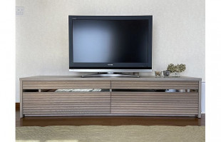 オークホワイト色の大川家具のテレビボード(太陽家具)